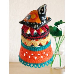 Dé la tortue en bois peinte...